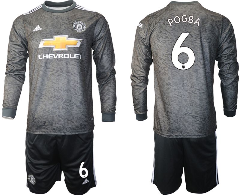 Men 2020-2021 club Manchester united away long sleeve #6 black Soccer Jerseys